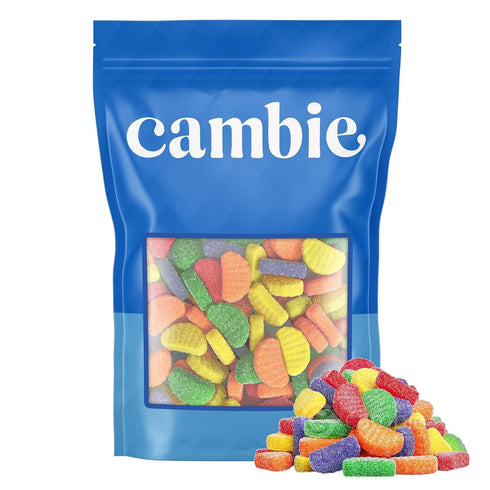 2 lb Cambie Fruit Slices Candy, of Assorted Fruit Slices Jelly Candy in Five Mouth-Watering Flavors - Cherry, Orange