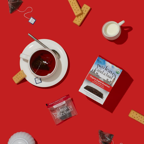 15 Count (Pack 1) Two Leaves and a Bud Organic English Breakfast Tea Bags, Caffeinated Whole Leaf Black Tea