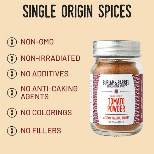 2.5oz Burlap & Barrel Sun-Dried Tomato Powder - Add Deep Umami & Savory Tanginess to Dishes - for Popcorn, Fried