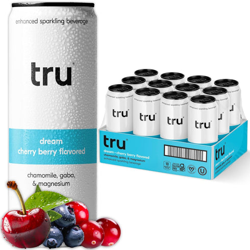 Tru Dream Sparkling Water Cherry Berry Functional Seltzer with Magnesium, Chamomile &