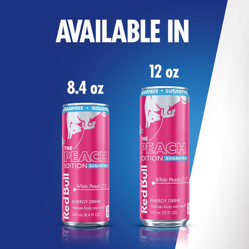 Summer 114mg 12 Oz, 8 Pack Red Bull Sugar-Free White Peach Edition Energy Drink, with Caffeine plus Taurine & B