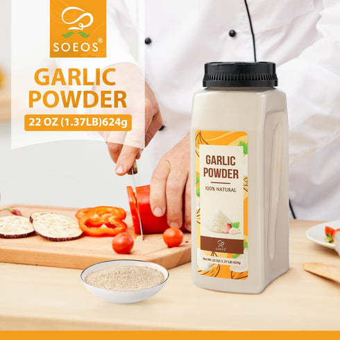 22 Ounce(624 Soeos Garlic Powder g), Garlic Powder Seasoning, Additive Free, Non-GMO, Garlic Seasoning for Flavor