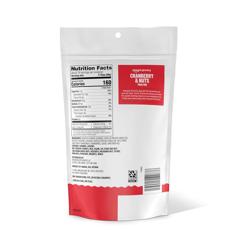 16 Oz Packaging Amazon Grocery, Cranberry & Nuts, Trail Mix, (Previously Happy Belly, May Vary)