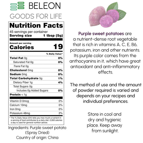 8 oz Purple Sweet Potato Powder, Pure All Natural Purple Sweet Potato Powder for Baking, Flavoring, Smoothies