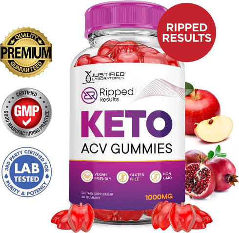 (3 Pack) Gummies 1000MG Gummies B12 180 Gummys Ripped Results Keto ACV Advanced Formula Ripped Results Keto Apple Cider