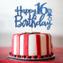 Royal Blue Glitter Happy 16th Birthday Cake Topper, Cheers to 16 Years Party Supplies, 16th Birthday Decorations