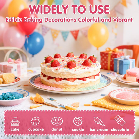 Mix,150g/5.3oz,Rainbow Spring Sanding Sugar Sprinkles,Edible Colorful Sprinkle Edible Sugar Crystals for Cake