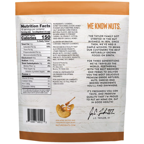 16oz Nature's Eats Honey Roasted Cashews