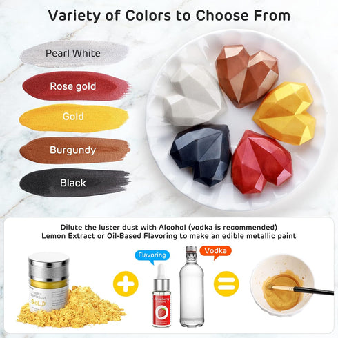 Nomeca Edible Luster Dust, 8 Grams Food Grade Gold Cake Dust for Decorating, Baking, Fondant, Chocolate, Cookies - Gold