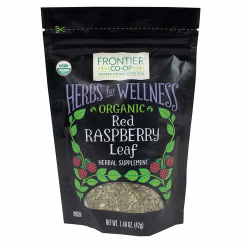 Frontier Co-op Organic Cut and Sifted Red Raspberry Leaf 1.48oz - Naturally Caffeine Free for Tea and Restaurant Supply
