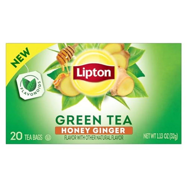 Lipton Honey Ginger Green Tea Bags 20-Count Flavored Unsweetened Hot or Iced