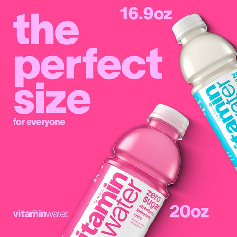 20 oz vitaminwater zero shine, electrolyte enhanced water w/vitamins, strawberry lemonade drink, fl