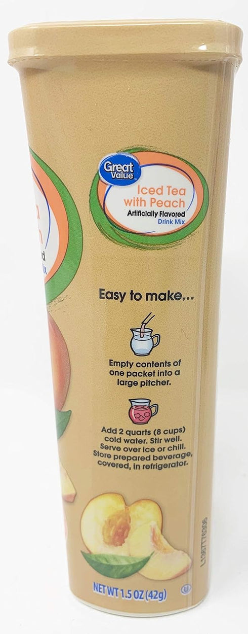 Great Value 1.5 Oz- 6 Packets (Pack 2) : Iced Tea with Peach Drink Mix