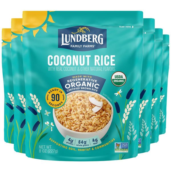Lundberg Coconut Jasmine Rice, Regenerative Organic, Ready in 90 Seconds, Microwave or