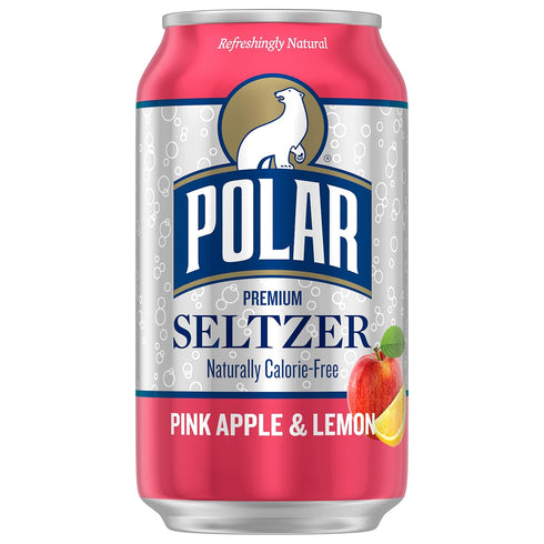 12 Oz 24 Count (2 Packs 12) Polar Seltzer Pink Apple and Lemon, Fl Cans
