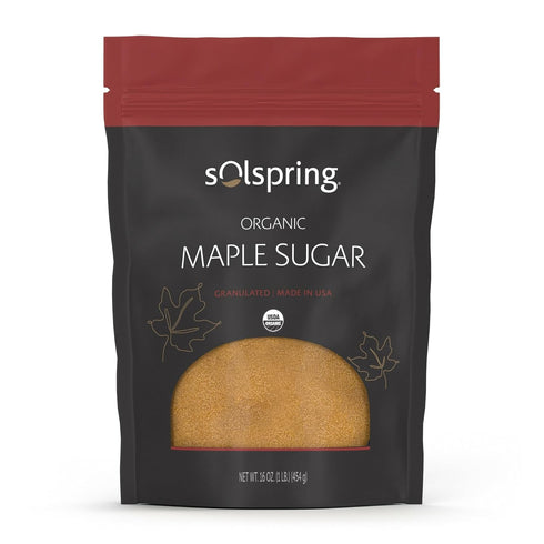 Solspring Organic Maple Sugar, 16 oz, Granuated, Made in U.S.A, Sugar Alternative,