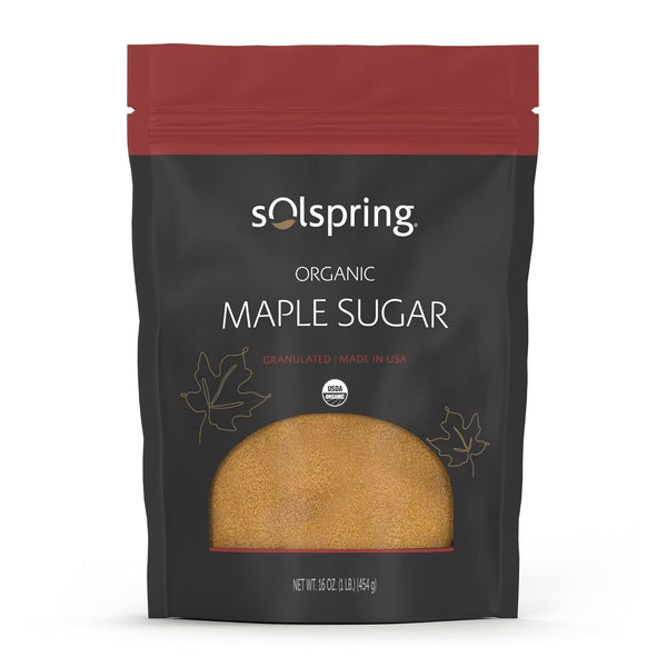Solspring Organic Maple Sugar, 16 oz, Granuated, Made in U.S.A, Sugar Alternative,