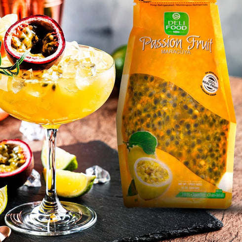 Deli Food (pack 1) Passion Fruit Pulp with seed, No Added Sugar, Authentic Flavor, Maracuya Real fruit for Juices
