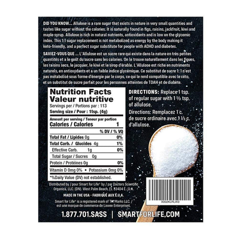 16 oz Smart for Life Allulose Sweetener - Zero Net Carbs Keto Sweetener - Low Calorie, Natural Keto Sugar Substitute