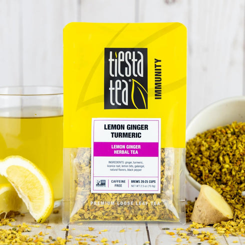 25 2.5 Tiesta Tea - Lemon Ginger Turmeric, Loose Leaf, Lemon Ginger Herbal Tea, Premium Blend, Non Caffeinated Herbal