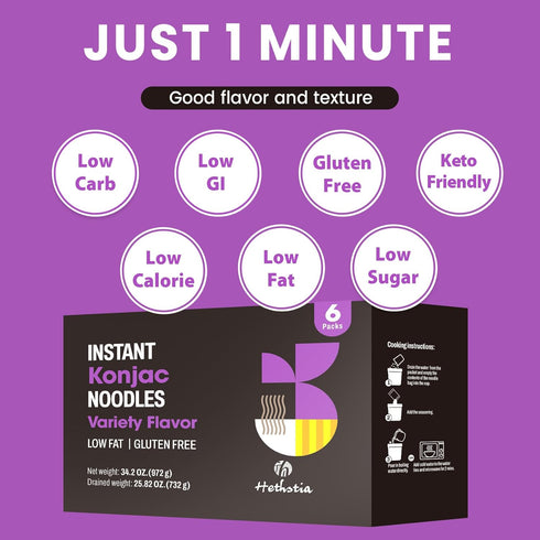(10 Packs) (6-Pack), Hethstia Dried Konjac Rice & Konjac Noodle Soup Bundle Dried Shirataki Rice with Instant Shirataki