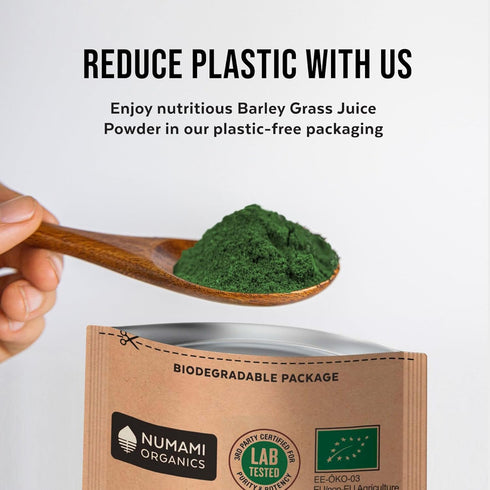 Numami Organic Barley Grass Juice Powder, Grown in USA, Pure Raw and Water Soluble, Add to Your Smoothie or Drink as a