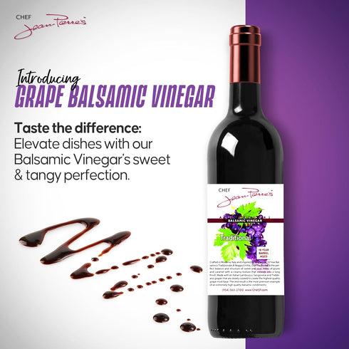 750ml (25oz) 18-Year Chef Jean Pierre's Italian Balsamic Vinegar - Rich Grape Flavor, Traditional Barrel Aged - Ideal