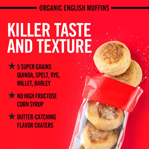 6 Count Dave's Killer Bread Killer Classic English Muffins, Organic English Muffins