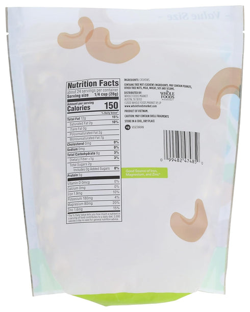 365 24 by Whole Foods Market, Cashews Unsalted & Unroasted, Ounce