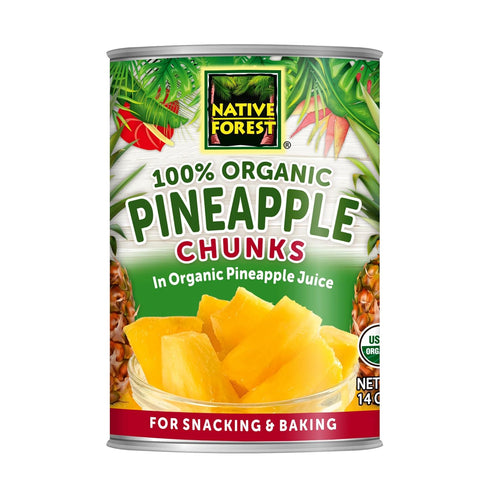 Native Forest Organic Pineapple Chunks - Canned Pineapple Chunks in Juice, Canned