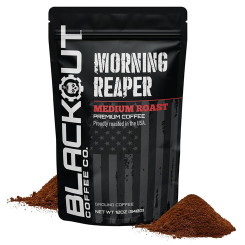 Blackout Coffee Morning Reaper Ground Coffee Medium Roast, Bold & Strong Flavor