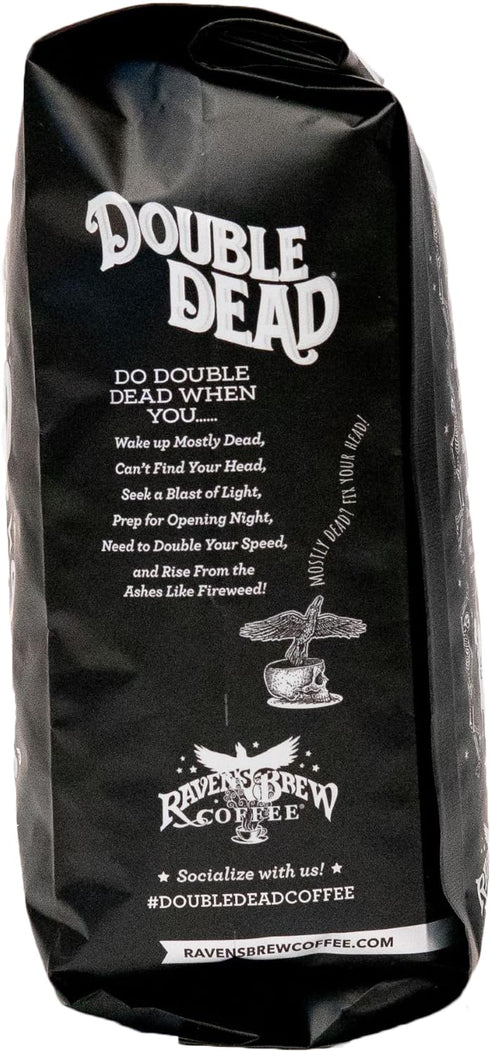 2lb Raven's Brew Coffee High Caffeine Coffee Dark Roast Whole Bean Double Dead