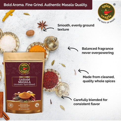 3.5 oz (100 Spice Magic Garam Masala Powder g) | Premium Indian Spice Blend | All-Natural, Salt-Free, Vegan & Non-GMO
