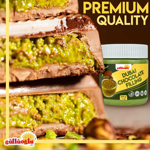 200g 7oz Gulluoglu Dubai Chocolate Filling Pistachio Cream with Crispy Kadayif | Middle Eastern Gourmet Dessert Best