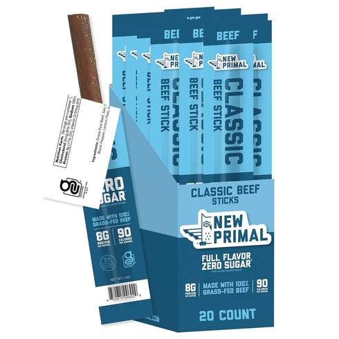 The New Primal Grass Fed Beef Sticks, Keto, Gluten Free Healthy Snacks