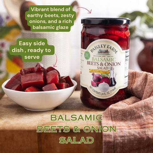 2-Pack 24 oz Paisley Farm Balsamic Beets & Onion Salad Sweet & Savory Pickled Beets with Onions in Balsamic Vinegar