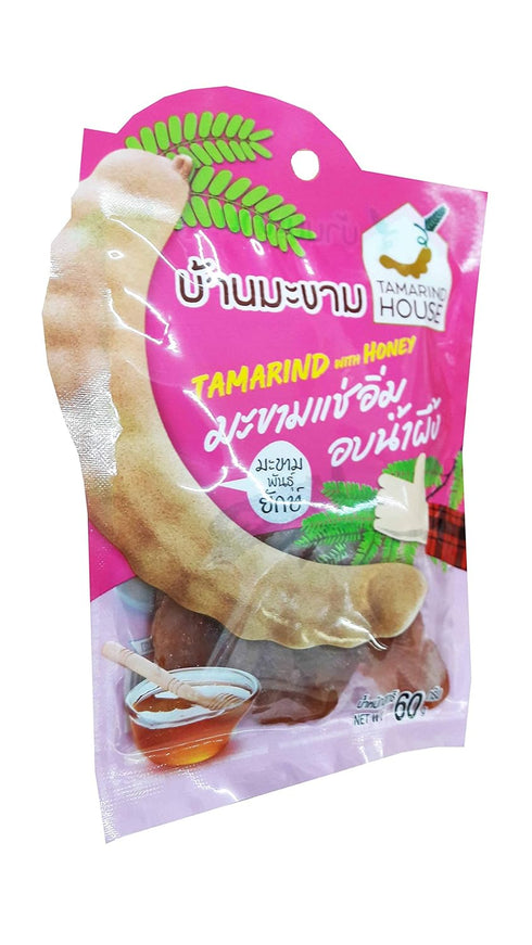 Tamarind House 2 Packs (60 g./pack) of Tamarind with Honey. Selected premium Delicious fruit snack by Brand, Thailand.