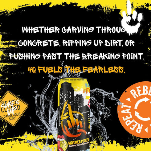 4Q 6 Pack 16 oz Sparkling Sicilian Lemon Water Mother Pucker | Sparkling Lemon Essence Electrolyte Infused Purified