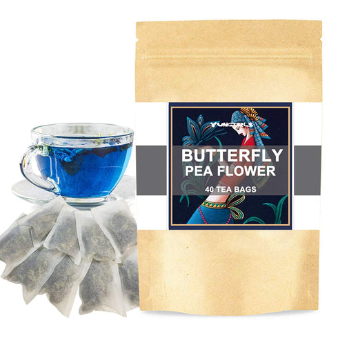 Butterfly Pea Flower Tea Bags, 40 Teabags Premium Dried Blue & Purple Tea, GMO Free, Eco-Conscious