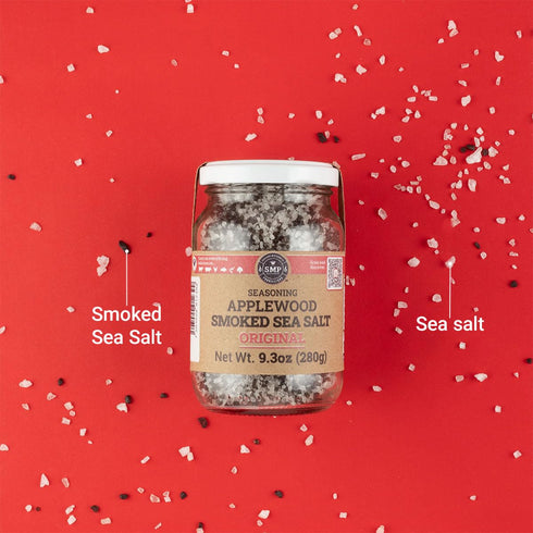 Pack 4 9.38 oz, 100% 10 of SMP Applewood Smoked Sea Salt Natural Gourmet Finishing Salt, Cold-Smoked for Days, Rich