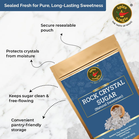 Crystal,14 oz (400g) Spice Magic Rock Sugar I Premium Natural Cane Sugar Crystals, Perfect for Tea, Coffee, Cocktails