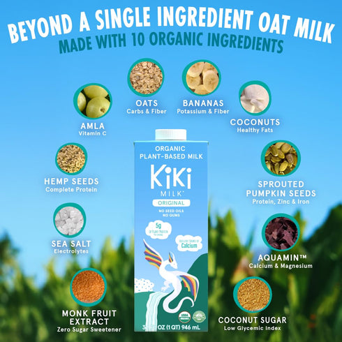 (32 oz Pack 6) Kiki Milk Plant Based Milk - Organic Original Kiki Milk - Calcium & Magnesium Source - Gluten Free, Gum