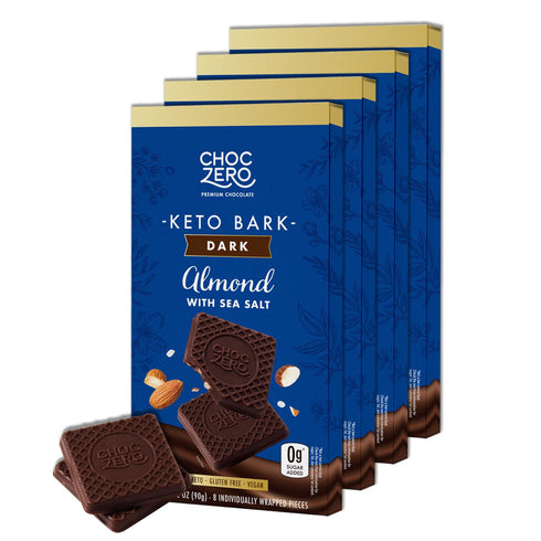 ChocZero Dark Chocolate Almond Bark with Sea Salt, Sugar Free, Vegan, Low