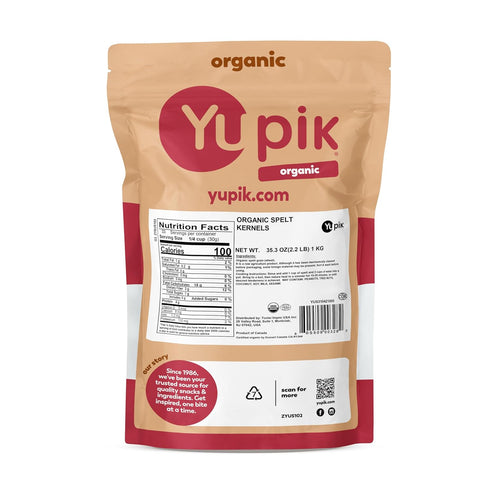 2.2 lb (35.2 oz), Yupik Organic Spelt Kernels, Non-GMO, Kosher, Vegan, Raw Hulled Grains, Unsalted, Source of Fiber