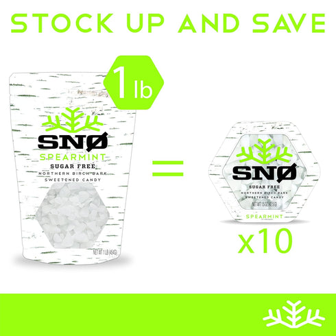 Spearmint KETO Xylitol Candy Chips - SNØ 1.5oz Tin - Sugar-Free, Low Carb, Diabetic-Friendly, Vegan & Kosher Candy