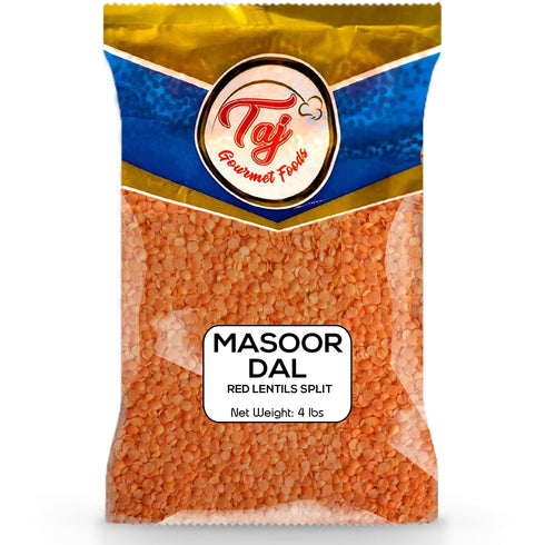 TAJ Gourmet Foods TAJ Premium Indian Masoor Dal, Red Lentils (4-Pounds)