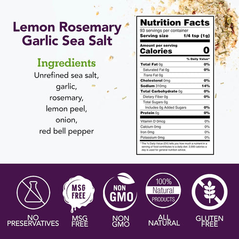 1lb s.a.l.t. sisters Lemon Rosemary Garlic Salt | All-Natural, Gluten Free, MSG Free, Non-GMO | Easily Dissolvable