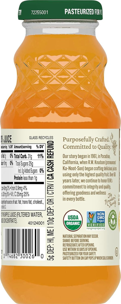 8 oz (12 Pack) R.W. Knudsen Organic Just Pineapple Juice, fl