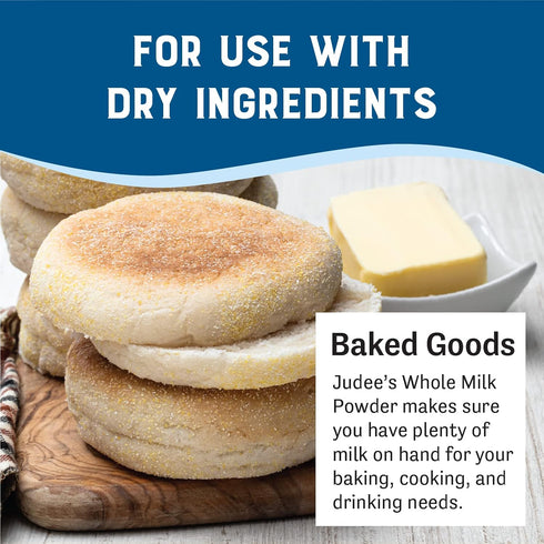 11 oz, Pack 1 Judee's Gluten Free Whole Milk Powder - Creamy Instant Milk Powder for Baking Pancakes & Bread