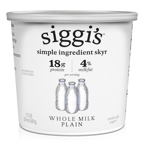 Siggis Icelandic Strained Whole Milk Yogurt, Plain, 24 OZ. Thick, Protein-Rich Yogurt